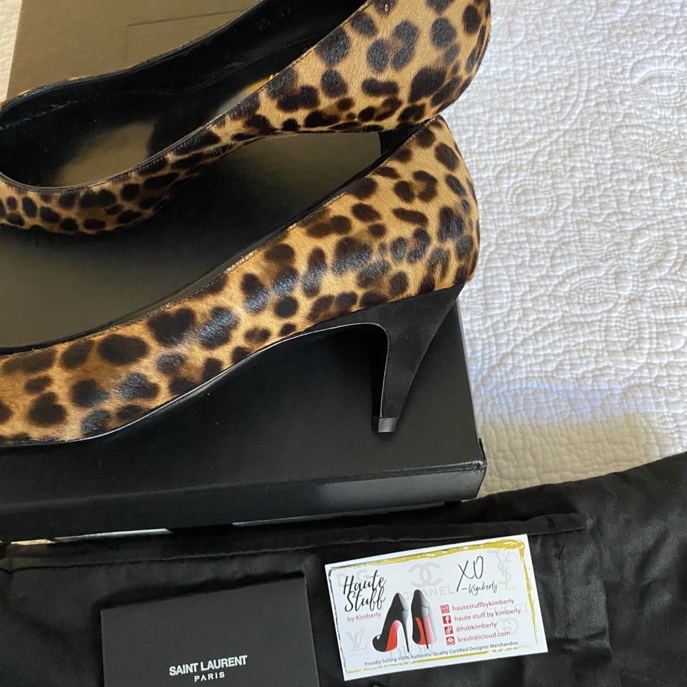 ‼️SOLD‼️NEW Saint Laurent Heels Kitten Heel Leopar - Picture 3 of 12